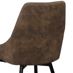 Wohnen Loft Tisch Eiche White Wash & 6 Stühle Pulva in Braun Microfaser (siebenteilig)