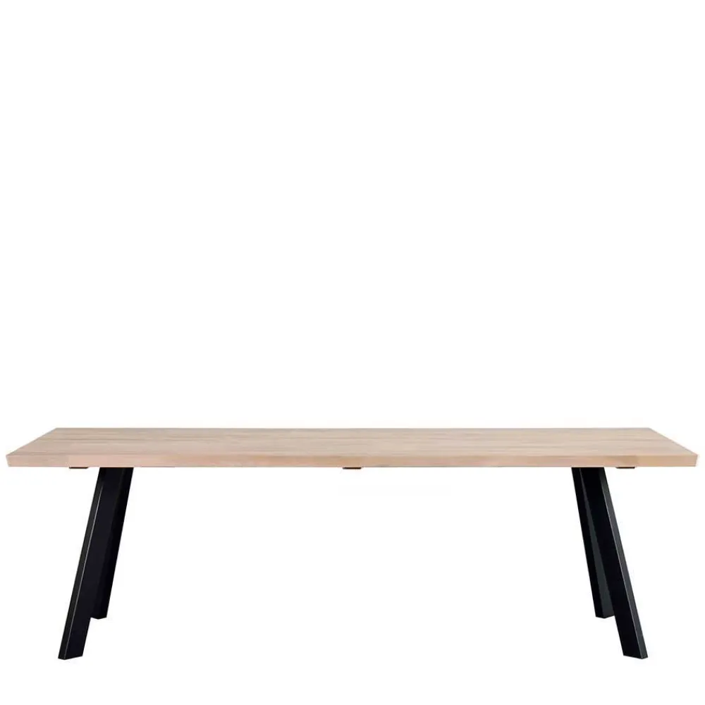 Wohnen Loft Tisch Eiche White Wash & 6 Stühle Pulva in Braun Microfaser (siebenteilig)