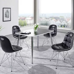 Wohnen Küchen-Essgruppen|Essgruppen*Loft Tischgruppe in Schwarz Weiß Wancora mit Schalenstühlen (fünfteilig)