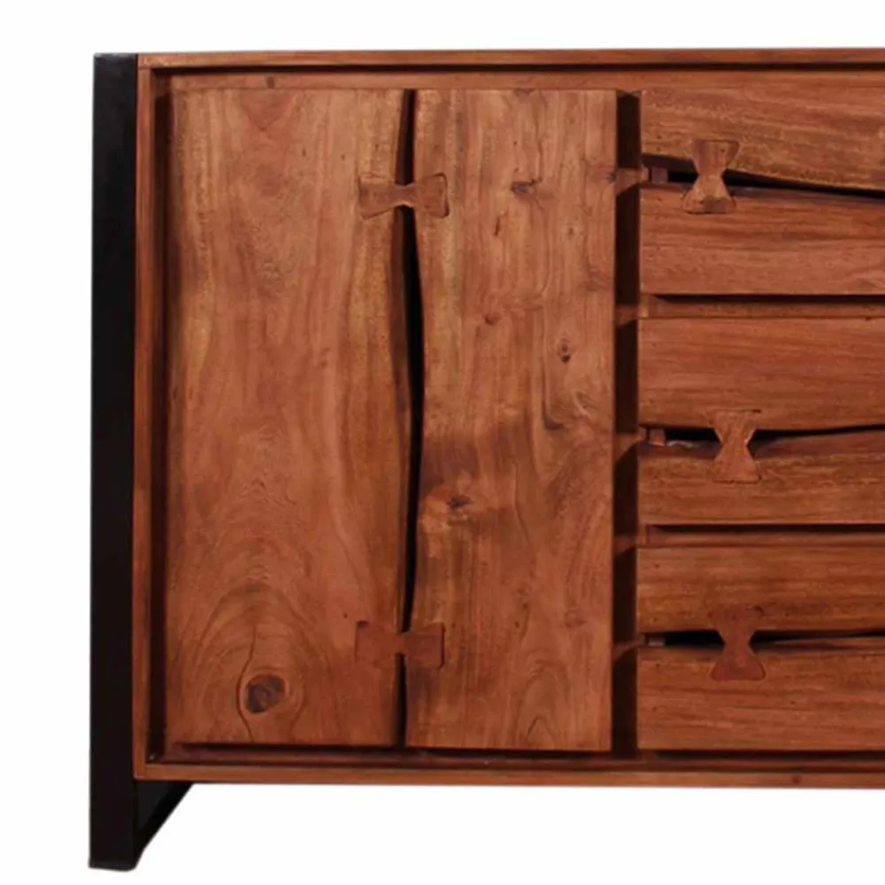 Wohnen Schwarze Möbel|Küchenschränke*Loft-Stil Anrichte Smantana aus Akazie Massivholz