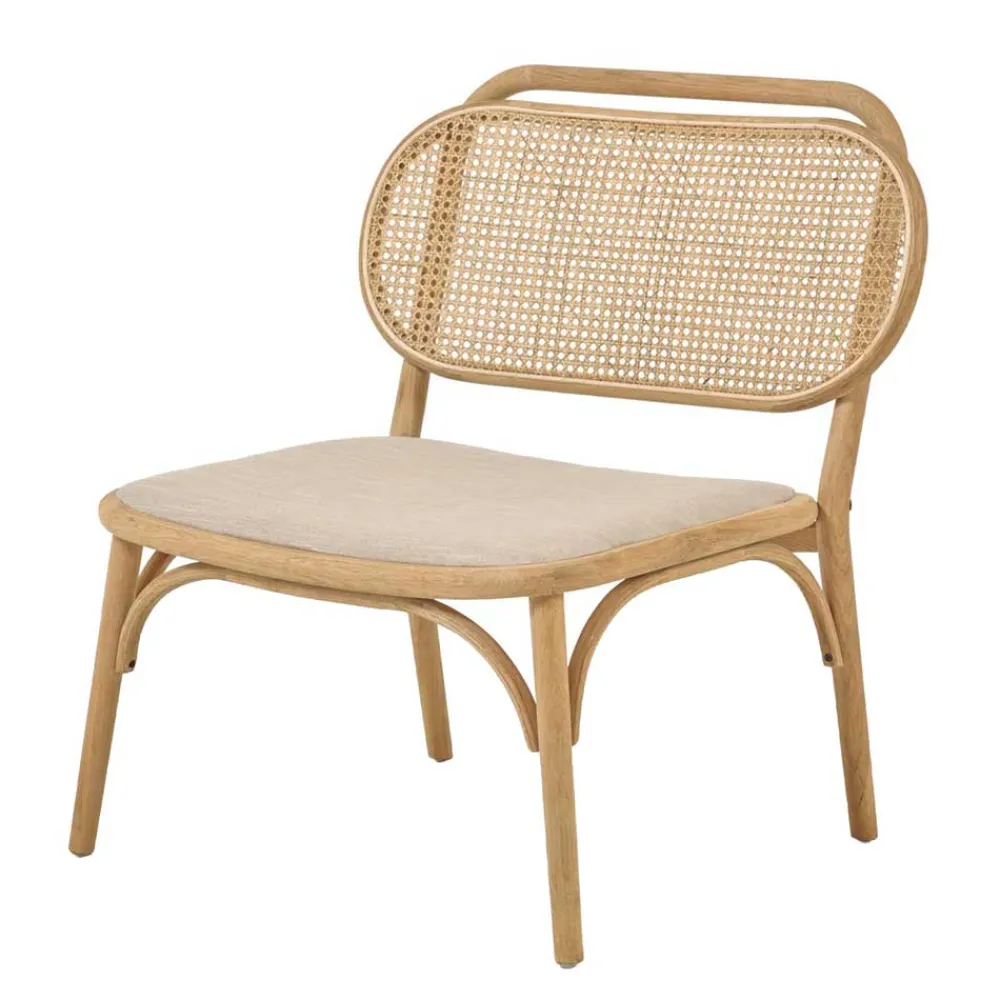 Wohnen Lounge Stuhl mit Wiener Geflecht & Stoffsitz - Ensemble