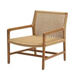 Wohnen Loungesessel aus Geflecht und Teakholz - Comrinaca