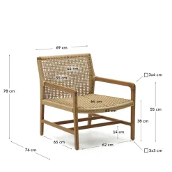 Wohnen Loungesessel aus Geflecht und Teakholz - Comrinaca
