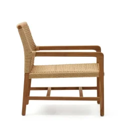 Wohnen Loungesessel aus Geflecht und Teakholz - Comrinaca