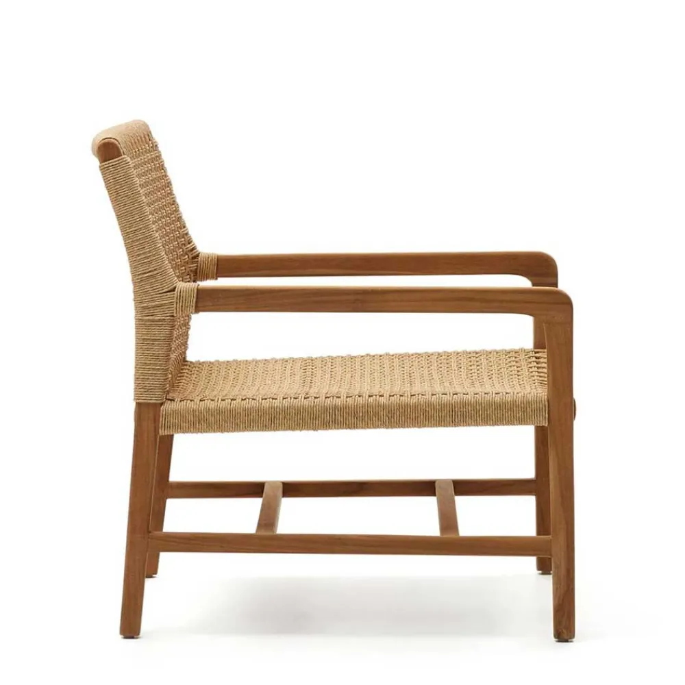Wohnen Loungesessel aus Geflecht und Teakholz - Comrinaca