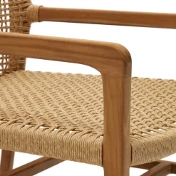 Wohnen Loungesessel aus Geflecht und Teakholz - Comrinaca