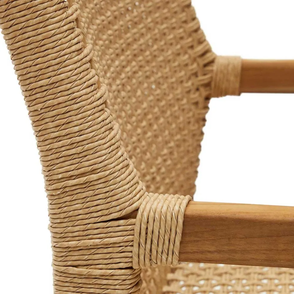 Wohnen Loungesessel aus Geflecht und Teakholz - Comrinaca