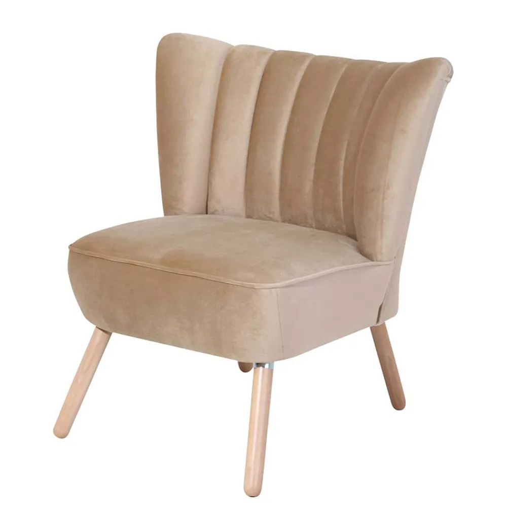 Wohnen Sessel & Hocker|Retro Möbel*Loungesessel in Beige und Buche Natur - Lianzo