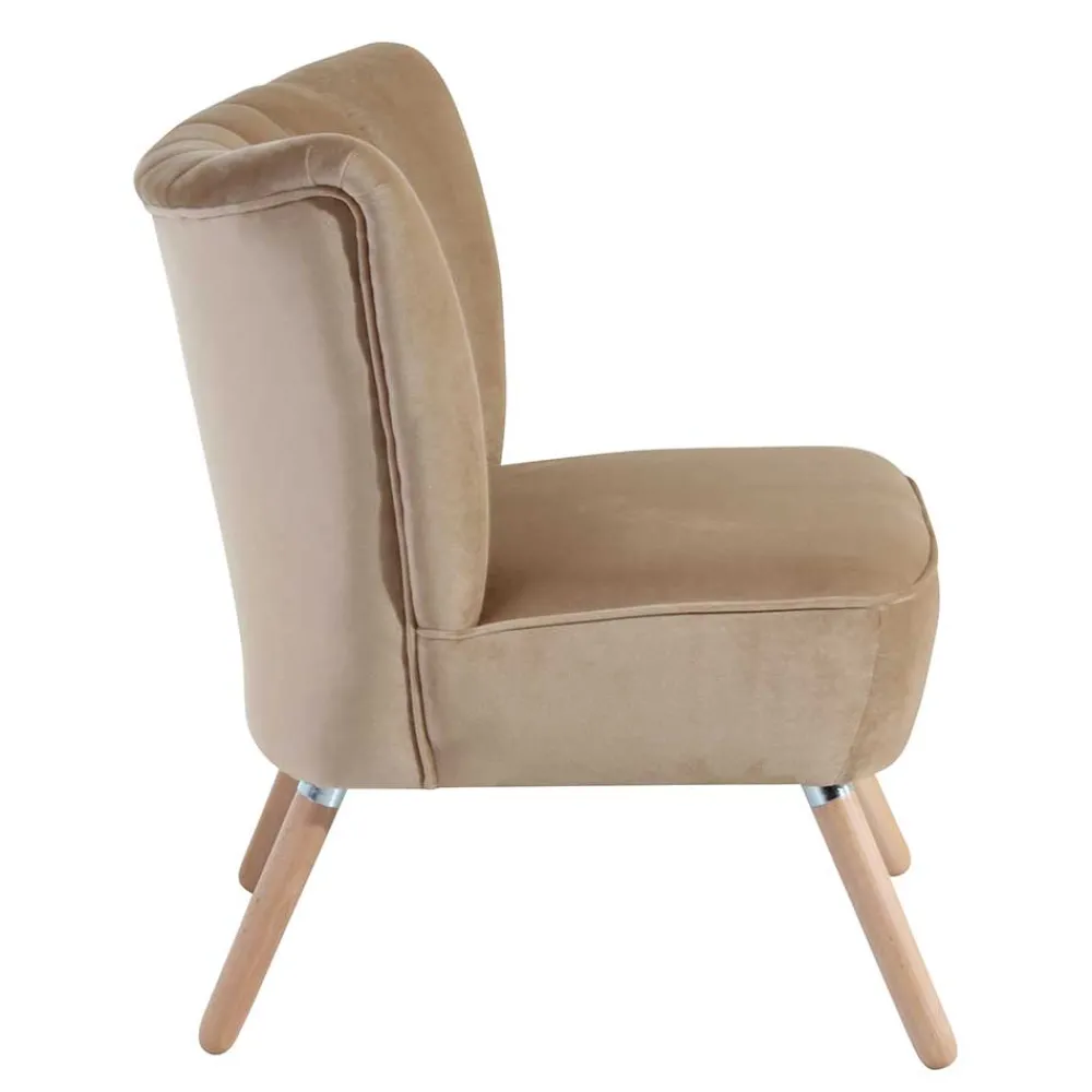 Wohnen Sessel & Hocker|Retro Möbel*Loungesessel in Beige und Buche Natur - Lianzo