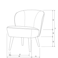 Wohnen Loungestuhl aus Samt in Khaki - Griffina