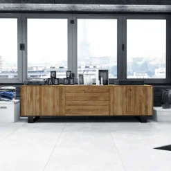 Wohnen Schwarze Möbel|Sideboards & Kommoden*Lowboard Manzey aus Wildeiche massiv geölt