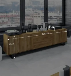 Wohnen Schwarze Möbel|Sideboards & Kommoden*Lowboard Manzey aus Wildeiche massiv geölt