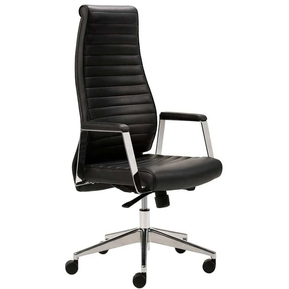 Wohnen Bürostühle*Luxus Bürostuhl aus Echtleder Schwarz - Dario