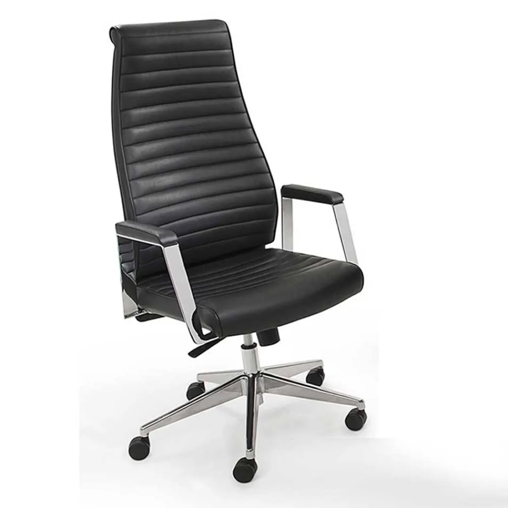 Wohnen Bürostühle*Luxus Bürostuhl aus Echtleder Schwarz - Dario