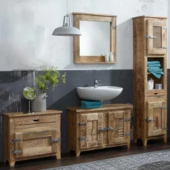 Wohnen Shabby Chic Möbel*Mango Holz Badezimmermöbel im Set - Suennas (vierteilig)