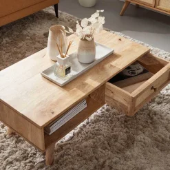 Wohnen Mangoholz Couchtisch mit Fach & Schublade - Kanados