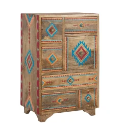 Wohnen Landhausmöbel|Kommoden*Mangoholz Kommode mit Ethno Ornamenten - Linall