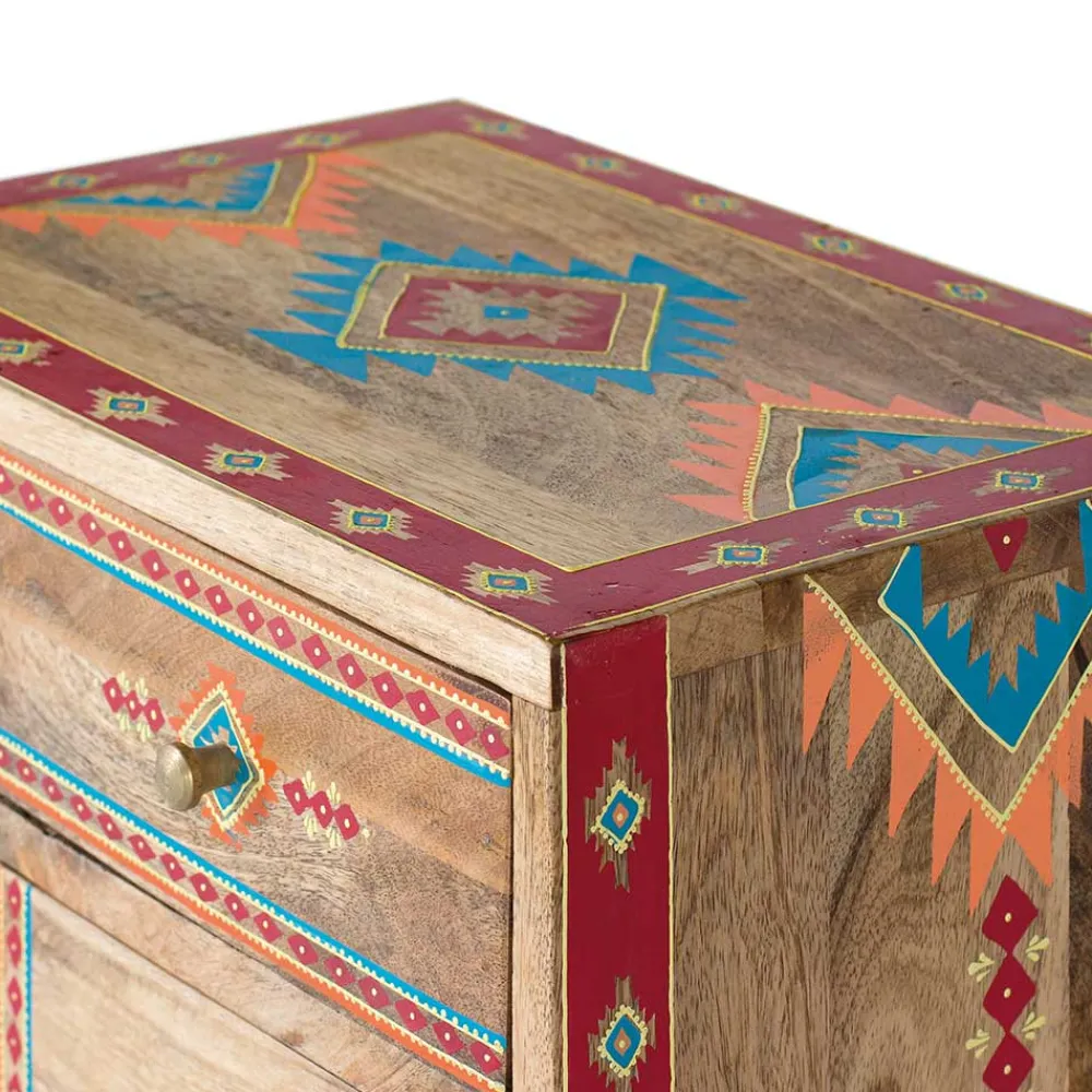 Wohnen Landhausmöbel|Kommoden*Mangoholz Kommode mit Ethno Ornamenten - Linall