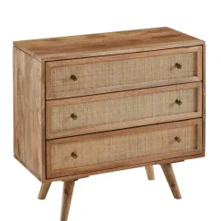 Wohnen Rattanmöbel|Flurkommoden*Mangoholz Kommode mit Rattan Geflecht Fronten - Kanados