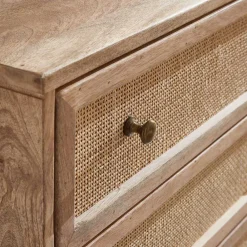 Wohnen Rattanmöbel|Flurkommoden*Mangoholz Kommode mit Rattan Geflecht Fronten - Kanados