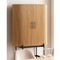 Wohnen Vitrinen|Wohnzimmer-Vitrinen*Mangoholz Schrank in Lamellenoptik - Dorian