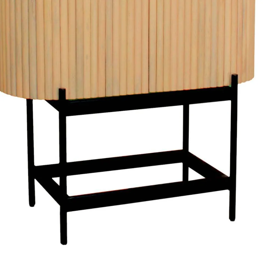 Wohnen Vitrinen|Wohnzimmer-Vitrinen*Mangoholz Schrank in Lamellenoptik - Dorian