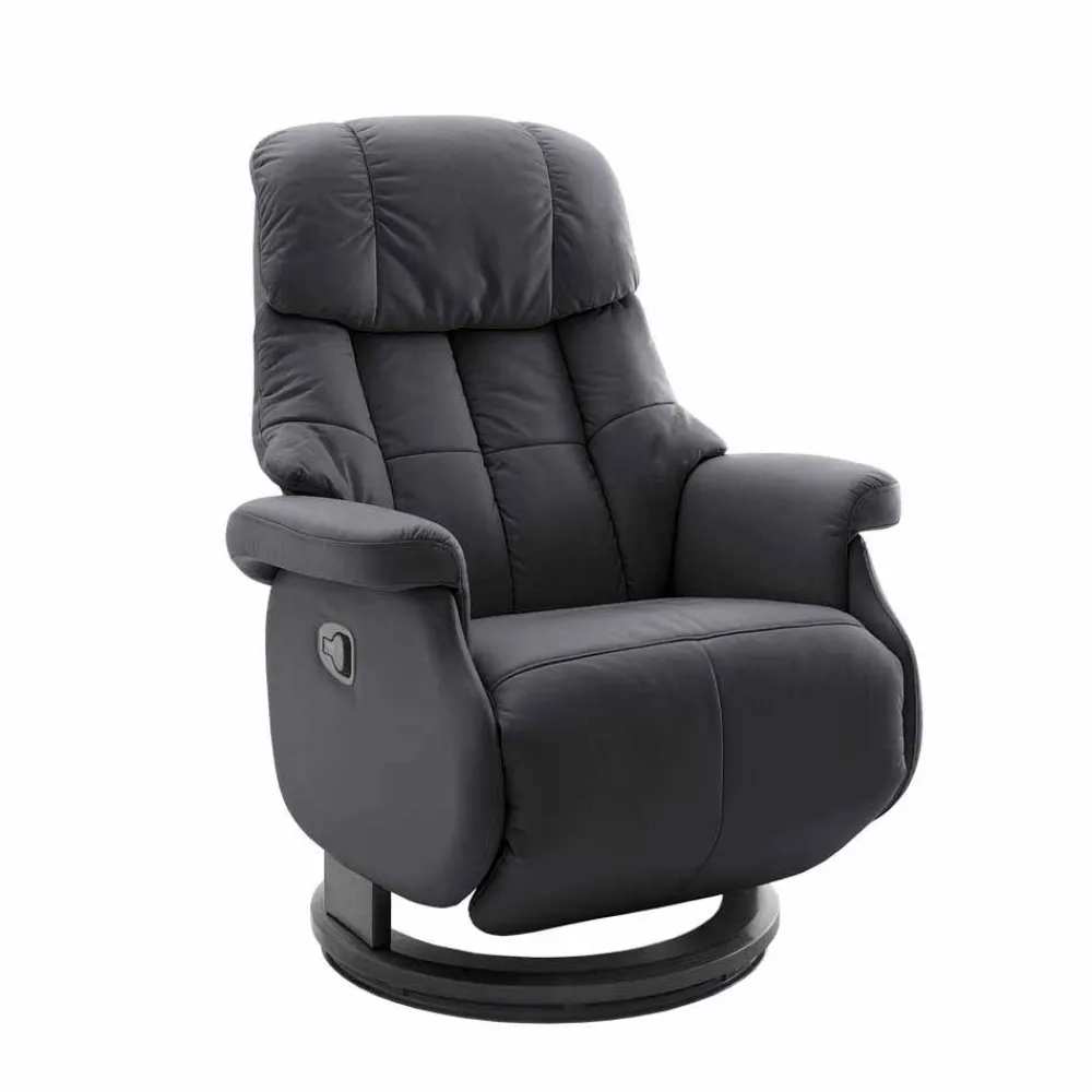 Wohnen Sessel & Hocker|Sessel*Manuell verstellbarer Ledersessel in Schwarz Vorena auf Tellergestell