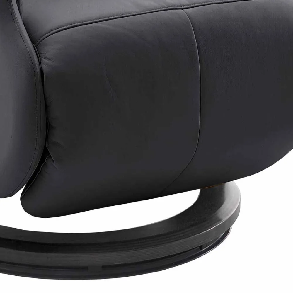 Wohnen Sessel & Hocker|Sessel*Manuell verstellbarer Ledersessel in Schwarz Vorena auf Tellergestell