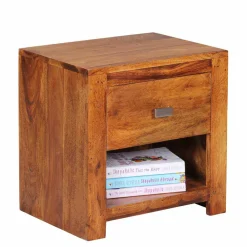 Wohnen Markanter Nachttisch Hoslo aus Holz massiv