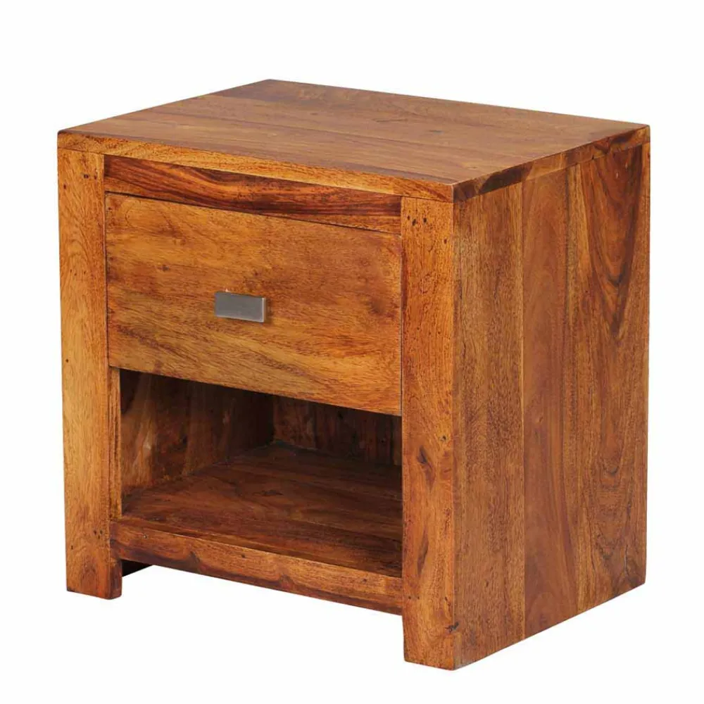 Wohnen Markanter Nachttisch Hoslo aus Holz massiv