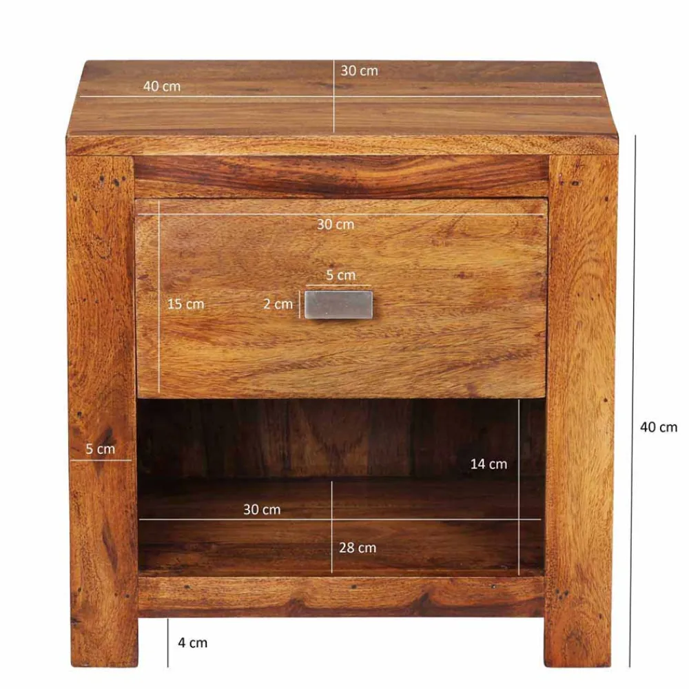 Wohnen Markanter Nachttisch Hoslo aus Holz massiv