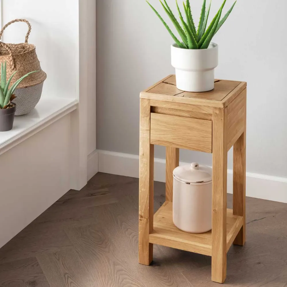 Wohnen Telefontische*Massive Blumensäule Beistelltisch mit Schublade - Acapella