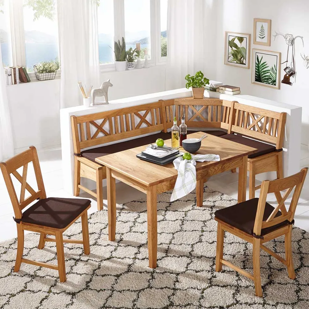 Wohnen Massive Essgruppe mit Truhen-Eckbank - Jodrav (vierteilig)