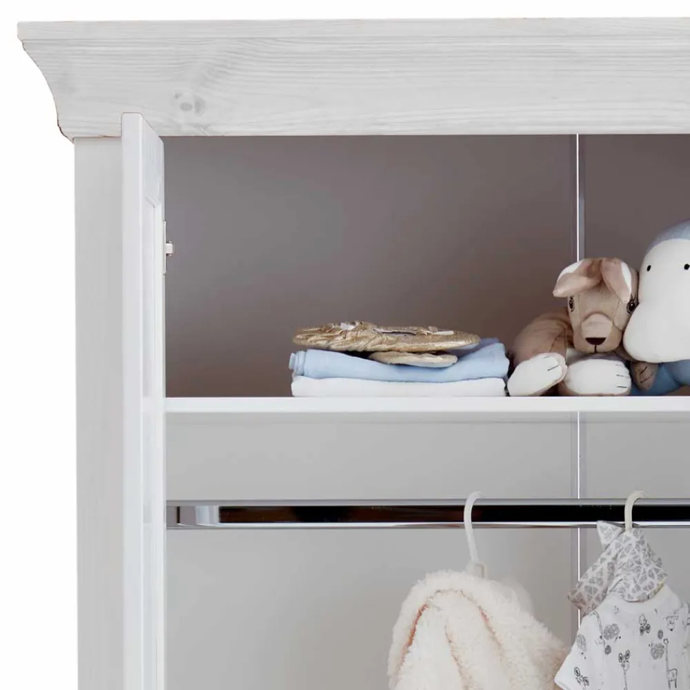 Wohnen Kinderkleiderschränke|Babyzimmerschränke*Massiver Kinder Kleiderschrank in Weiß - Satumare