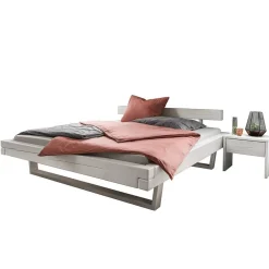 Wohnen Weiße Möbel|Naturholzmöbel*Massives Balkenbett in Weiß lasiert - Restania