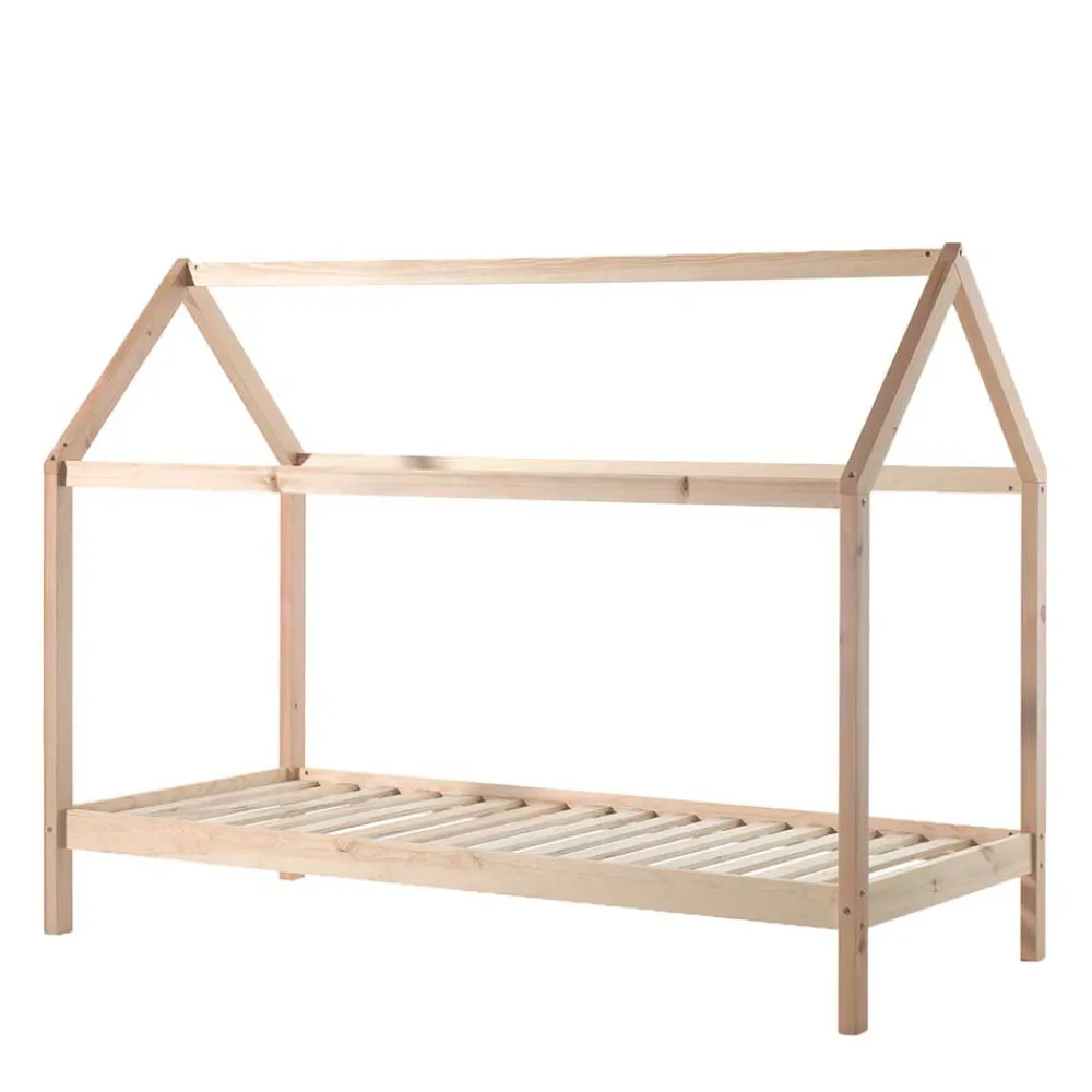 Kinder Wohnen Massives Haus Kinderbett in Kiefer Natur - Luvrena