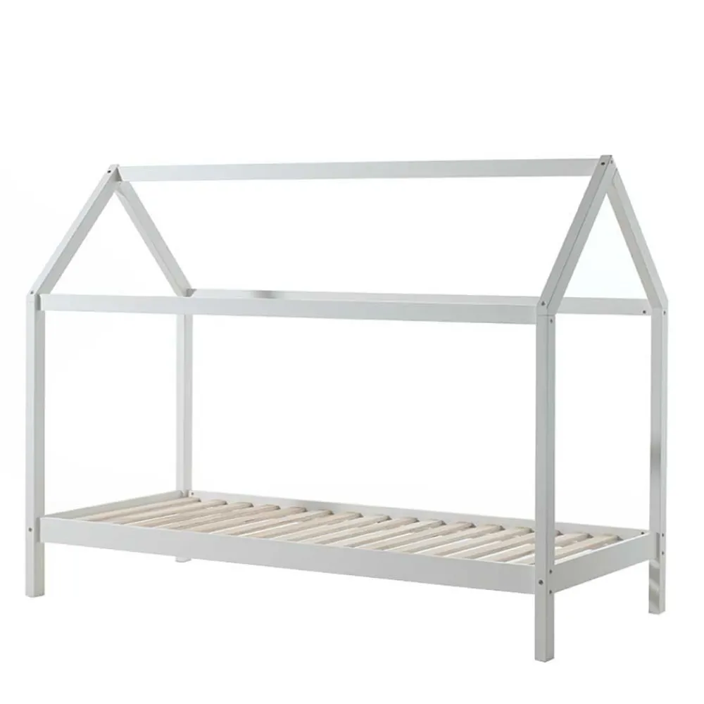 Wohnen Kinderbetten|Kindermöbel*Massives Hausbett für Kinder in Weiß - Orutava