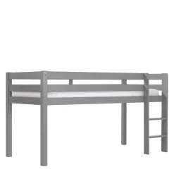 Kinder Wohnen Massives Kinderhochbett in Grau lackiert - Niilo