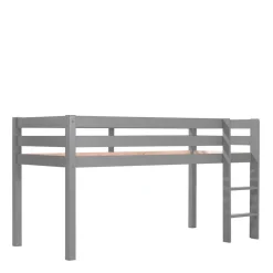 Kinder Wohnen Massives Kinderhochbett in Grau lackiert - Niilo