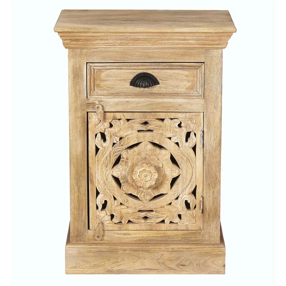 Wohnen Vintage Möbel|Orientalische Möbel*Massivholz Bad Unterschrank in Sandfarben - Runiasa