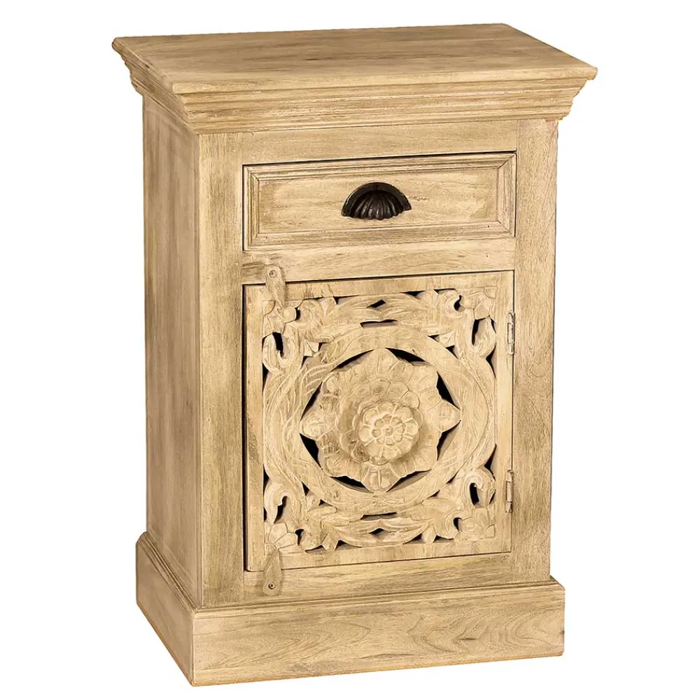 Wohnen Vintage Möbel|Orientalische Möbel*Massivholz Bad Unterschrank in Sandfarben - Runiasa