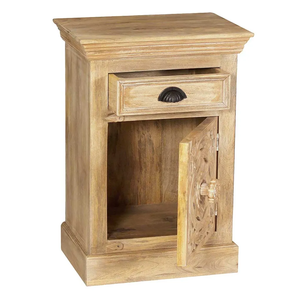 Wohnen Vintage Möbel|Orientalische Möbel*Massivholz Bad Unterschrank in Sandfarben - Runiasa