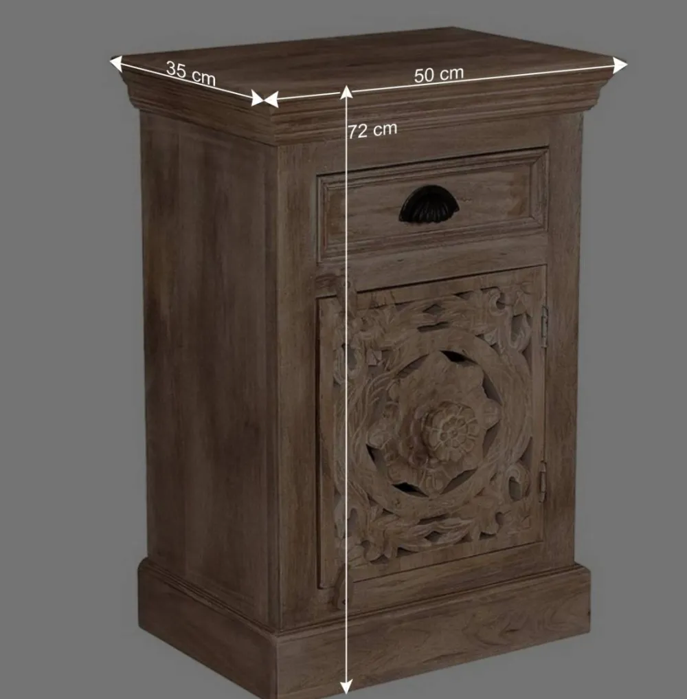 Wohnen Vintage Möbel|Orientalische Möbel*Massivholz Bad Unterschrank in Sandfarben - Runiasa