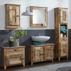 Wohnen Shabby Chic Möbel*Massivholz Badmöbel aus Mango - Suennas (fünfteilig)