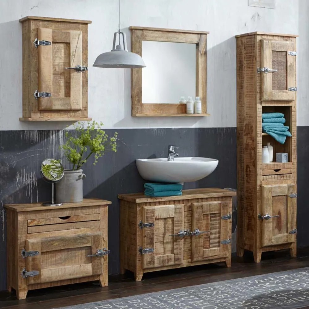 Wohnen Shabby Chic Möbel*Massivholz Badmöbel aus Mango - Suennas (fünfteilig)