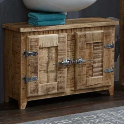 Wohnen Shabby Chic Möbel*Massivholz Badmöbel aus Mango - Suennas (fünfteilig)