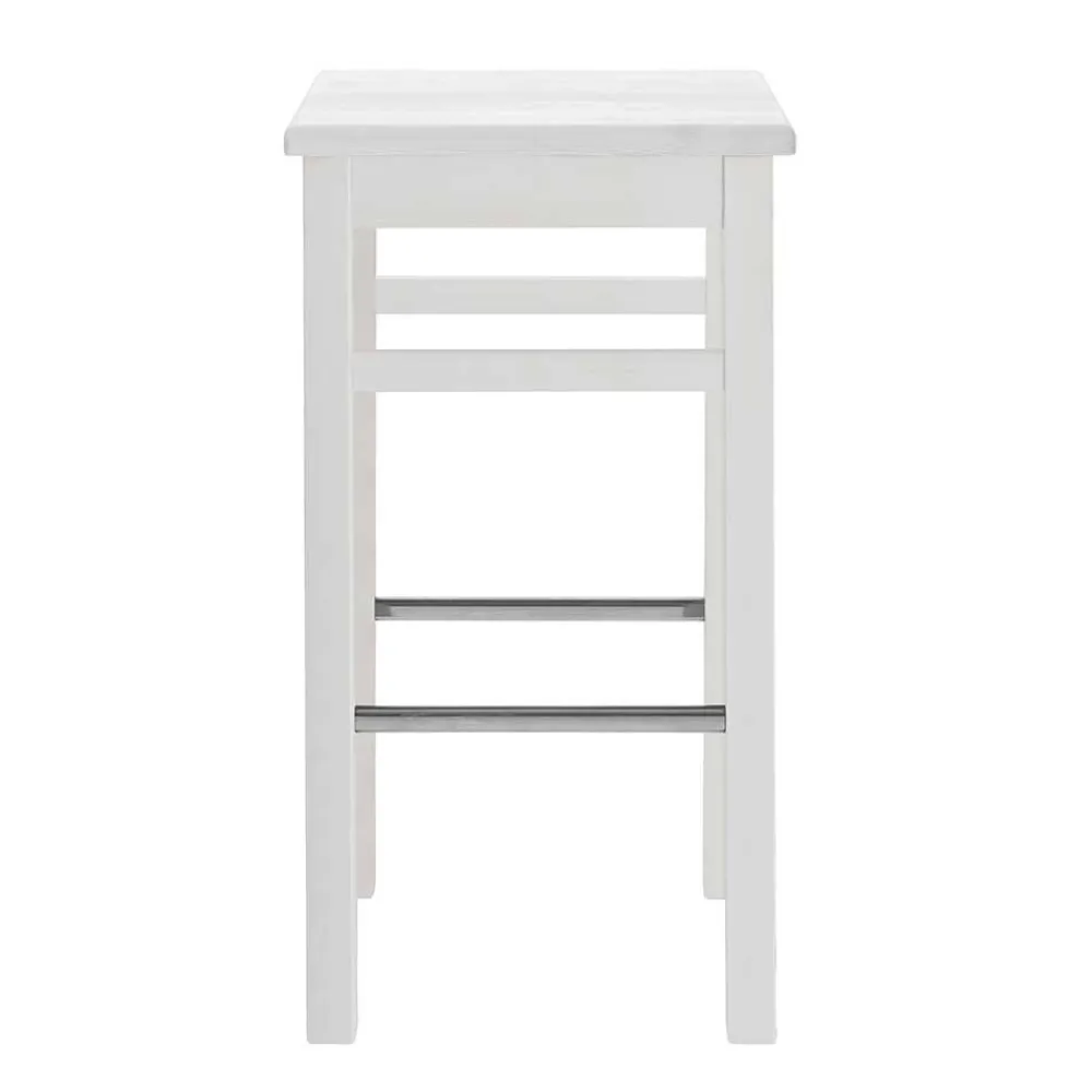 Wohnen Massivholz Barhocker in Weiß lackiert - Zanaris