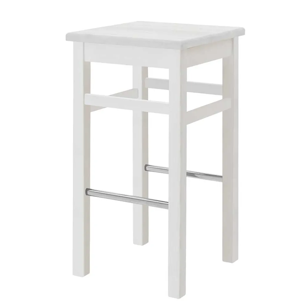 Wohnen Massivholz Barhocker in Weiß lackiert - Zanaris