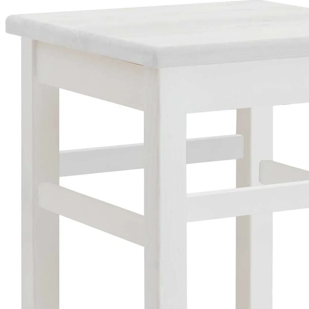 Wohnen Massivholz Barhocker in Weiß lackiert - Zanaris