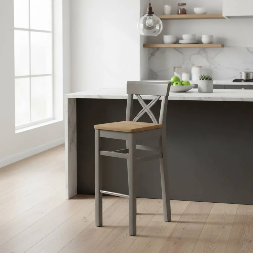 Wohnen Massivholz Barstuhl Jytte im Landhausstil